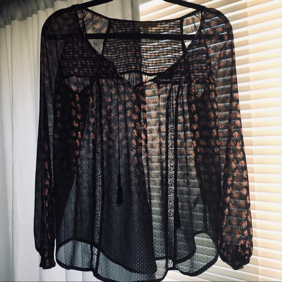 princess vera wang Tops - Princess Vera Wang Black See Through Boho Blouse
